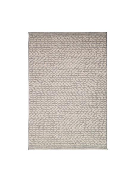 In- & outdoor vloerkleed Braided met bladpatroon, 100% polypropyleen, Grijs, beige, B 120 x L 170 cm (maat S)