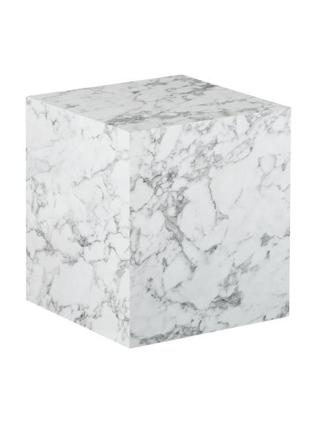 Beistelltisch Lesley in Marmor-Optik, Mitteldichte Holzfaserplatte (MDF), mit Melaminfolie überzogen, Marmor-Optik Weiss, glänzend, B 45 x H 50 cm