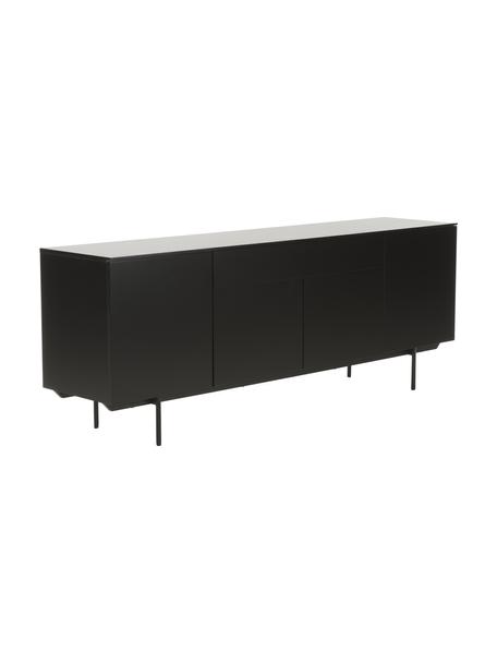 Aparador Elyn, Estructura: tablero de fibras de dens, Patas: metal con pintura en polv, Negro mate, An 200 x Al 75 cm