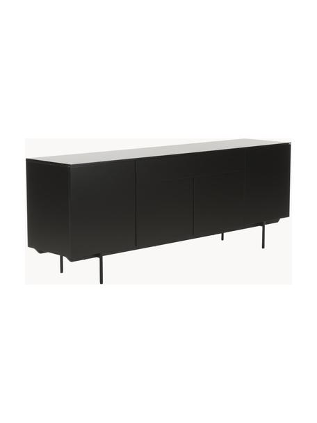 Dressoir Elyn met deuren, Frame: gelakt MDF, Poten: gepoedercoat metaal, Mat zwart, B 200 x H 75 cm