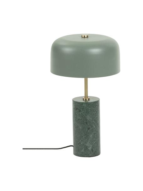Lampada da tavolo con base in marmo Videl, Paralume: metallo rivestito, Base della lampada: marmo, Struttura: metallo, Verde, Ø 26 x Alt. 44 cm