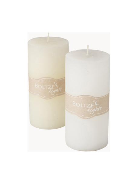 Set de velas pilar Basic, 2 uds., 15 cm, Cera, Blanco, blanco crema, Ø 7 x Al 15 cm