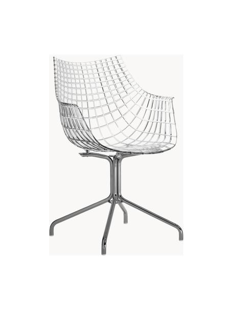 Otočná židle z umělé hmoty Meridiana, Transparentní, stříbrná, Š 58 cm, H 55 cm