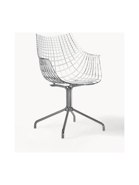 Chaise pivotante en plastique Meridiana, Transparent, argenté, larg. 58 x prof. 55 cm