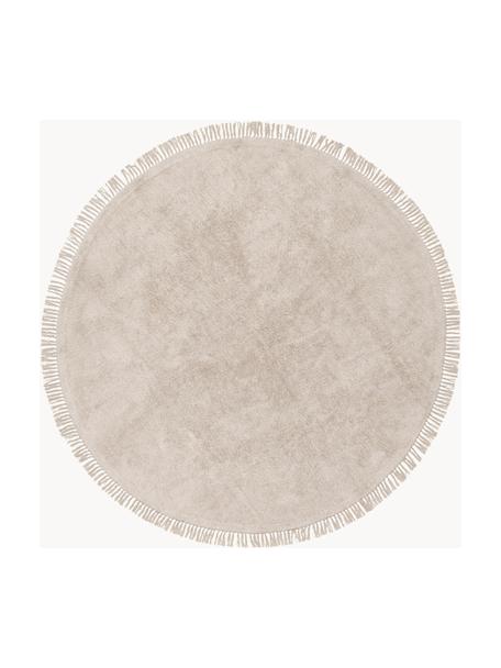 Alfombra redonda artesanal de algodón Daya, Beige, Ø 250 cm (Tamaño XL)