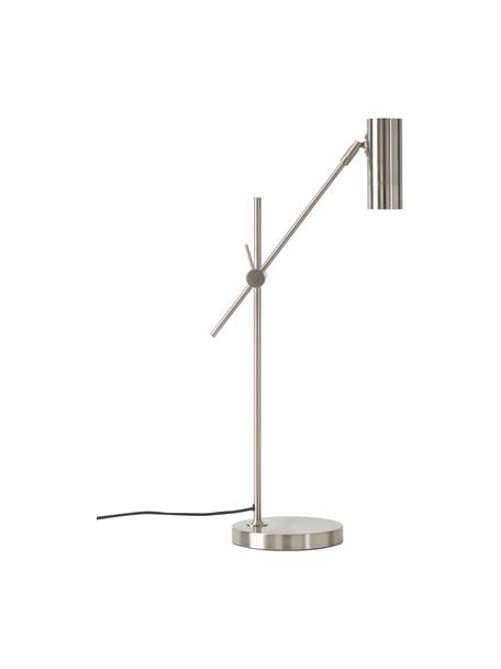 Moderne bureaulamp Cassandra in zilverkleur, Lampenkap: vermessingd metaal, Lampvoet: vermessingd metaal, Glanzend zilverkleurig, D 47 x H 55 cm