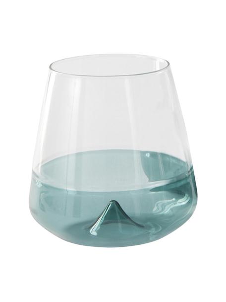 Vasos de colores Dunya, 4 uds., Vidrio, Azul, transparente, Ø 9 x Al 10 cm, 450 ml
