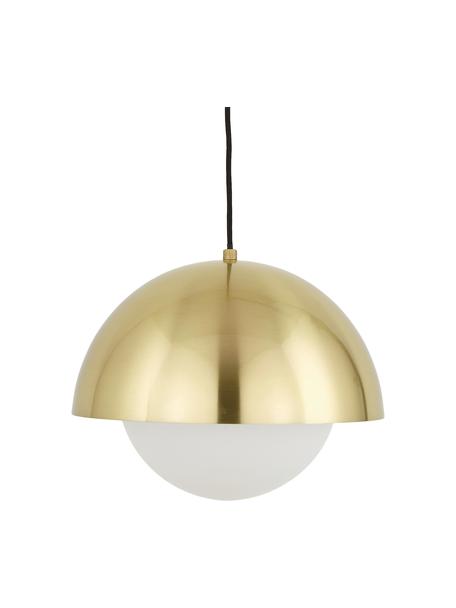 Závesná lampa s opálovým sklom Lucille, Biela, mosadzné odtiene, Ø 35 x V 30 cm