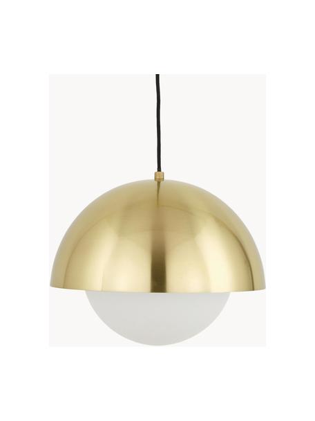 Lampada a sospensione con vetro opale Lucille, Baldacchino: metallo spazzolato, Paralume: vetro, Bianco, ottonato, Ø 35 x Alt. 30 cm