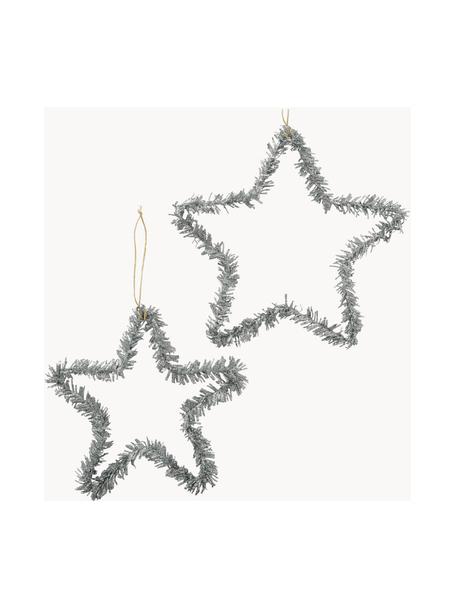 Étoiles Noël à suspendre Erin, 2 élém., Plastique, Couleur argentée, Lot de différentes tailles