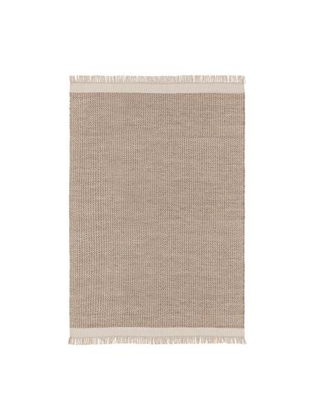 Tapis en laine tissé main avec franges Kim, 80 % laine, 20 % coton

Les tapis en laine peuvent perdre des fibres lors des premières semaines et des peluches peuvent se former, ce phénomène est naturel et diminue à mesure de votre usage et du temps, Beige, blanc crème, larg. 160 x long. 230 cm (taille M)