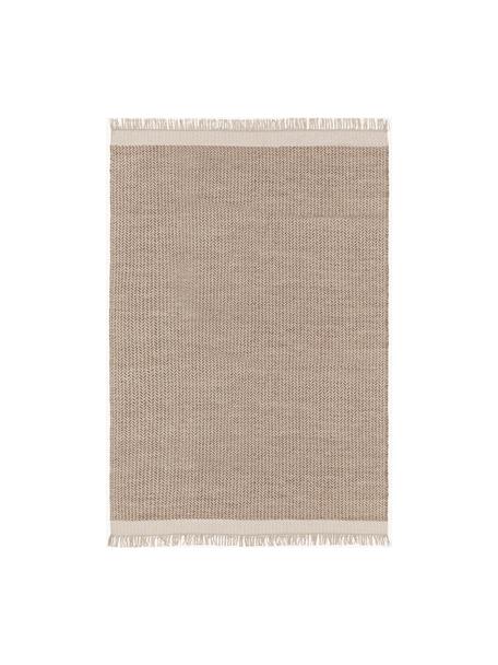 Ręcznie tkany dywan z wełny z frędzlami Kim, 80% wełna, 20% bawełna

Włókna dywanów wełnianych mogą nieznacznie rozluźniać się w pierwszych tygodniach użytkowania, co ustępuje po pewnym czasie, Beżowy, kremowobiały, S 80 x D 120 cm (Rozmiar XS)