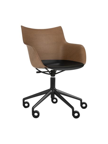 Pracovná stolička s opierkami Q/WOOD, Drevo, čierna, Š 62 x H 60 cm