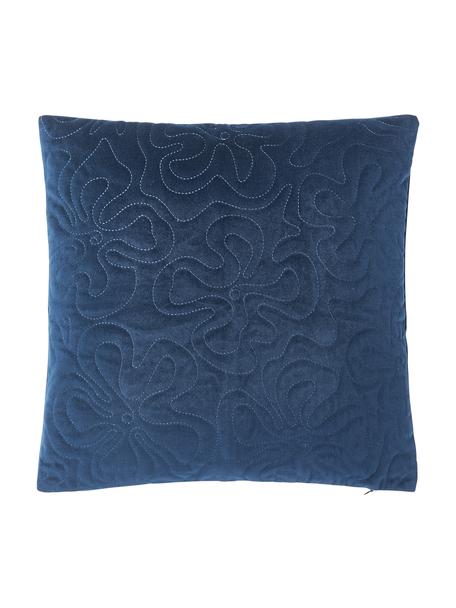 Poszewka na poduszkę z aksamitu Hera, 100% poliester z recyklingu, Ciemny niebieski, S 45 x D 45 cm