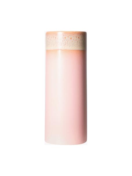 Vaso in ceramica dipinto a mano con smalto reattivo 70's Ceramic, Ceramica, Tonalità rosa, Ø 8 x Alt. 19 cm