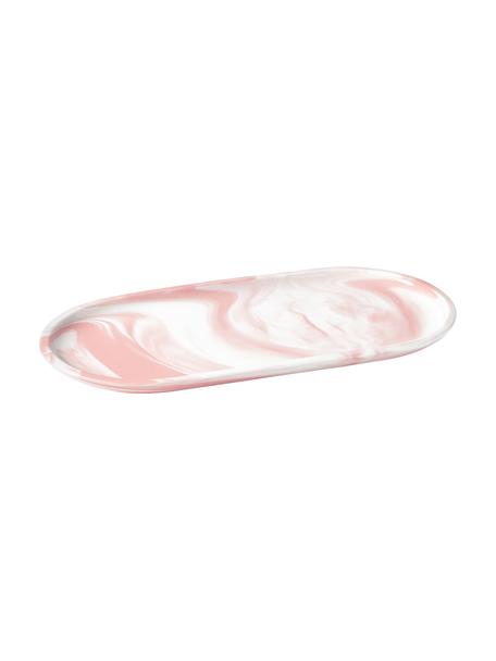 Vassoio decorativo effetto marmo Livana, Porcellana, Rosa, Larg. 30 x Alt. 2 cm
