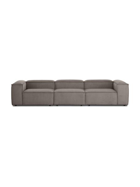 Modulares Sofa Lennon (4-Sitzer) in Braun aus Cord, Bezug: Cord (92% Polyester, 8% P, Gestell: Massives Kiefernholz, Spe, Cord Braun, B 327 x T 119 cm