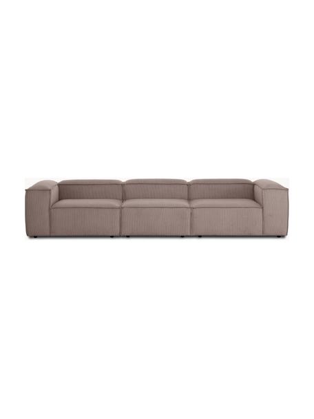 Modulares Sofa Lennon (4-Sitzer) aus Cord, Bezug: Cord (92 % Polyester, 8 %, Gestell: Massives Kiefernholz FSC-, Füße: Kunststoff, Cord Taupe, B 327 x T 119 cm