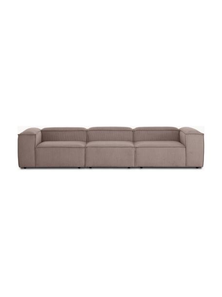 Modulares Sofa Lennon (4-Sitzer) aus Cord, Bezug: Cord (92 % Polyester, 8 %, Gestell: Massives Kiefernholz, Spe, Füße: Kunststoff Dieses Produkt, Cord Taupe, B 327 x T 119 cm