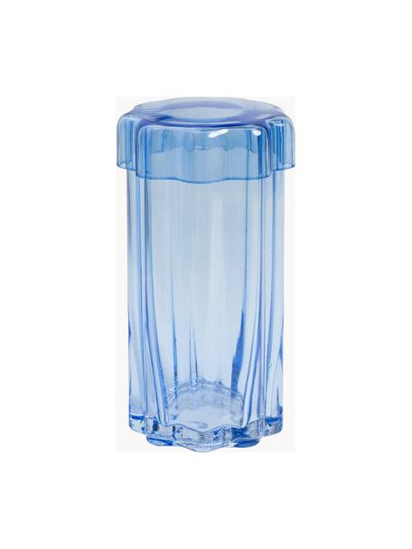 Handgemaakte glas-opbergpot Astral, Glas, Blauw, Ø 11 x H 21 cm