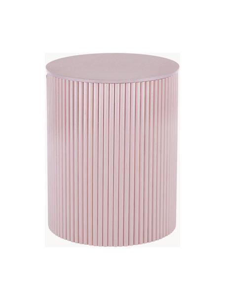 Tavolino contenitore rotondo Nele, Pannelli di fibra a media densità (MDF) con impiallacciatura di frassino, Rosa, Ø 40 x Alt. 51 cm