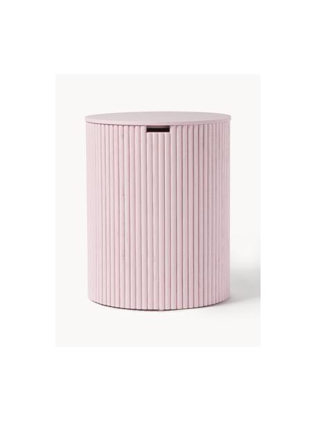 Mesa auxiliar de madera Nele, con función de almacenamiento, Tablero de fibras de densidad media (MDF) chapado en madera de fresno, Rosa claro, Ø 40 x Al 51 cm