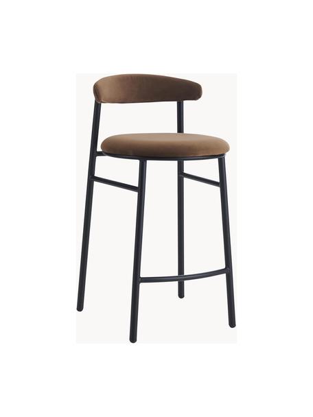 Tabouret de bar en velours Doggi, Velours brun, larg. 44 x haut. 84 cm