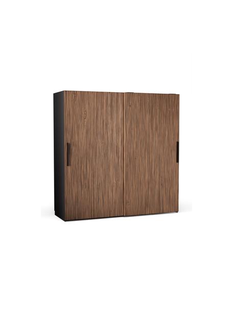 Modulární šatní skříň s posuvnými dveřmi Simone, šířka 200 cm, různé varianty, Vzhled ořechového dřeva, černá, Interiér Basic, V 200 cm