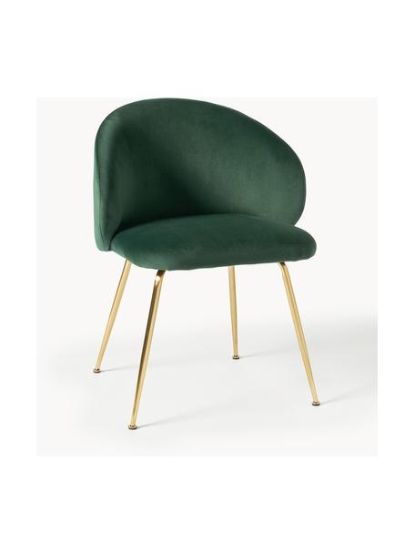 Stolička so zamatovým čalúnením Luisa, 2 ks, Zamatová tmavozelená, odtiene zlatej, Š 59 x H 59 cm