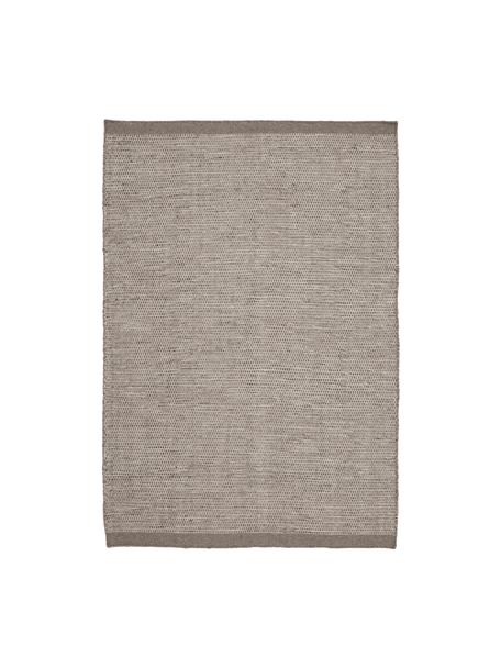 Handgeweven wollen vloerkleed Asko in grijstinten, Bovenzijde: 90% wol, 10% katoen, Onderzijde: katoen, Lichtgrijs/grijs, B 140 x L 200 cm (maat S)