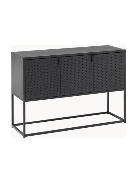 Credenza in metallo con ante Neptun, Metallo verniciato a polvere, Nero, Larg. 120 x Alt. 80 cm