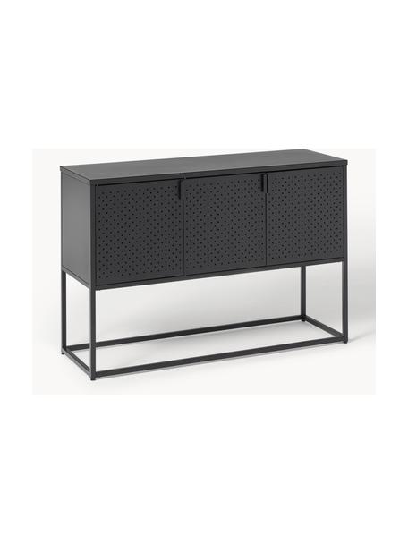 Metalen dressoir Neptun met deuren, Gepoedercoat metaal, Zwart, B 120 x H 80 cm
