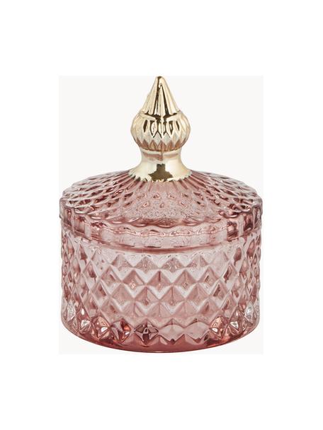 Kleine opbergpot Myan, Glas, Roze, goudkleurig, Ø 9 x H 11 cm