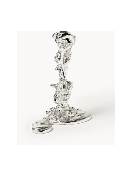 Candelabro in metallo Drip, Metallo rivestito, Argentato, Larg. 18 x Alt. 25 cm