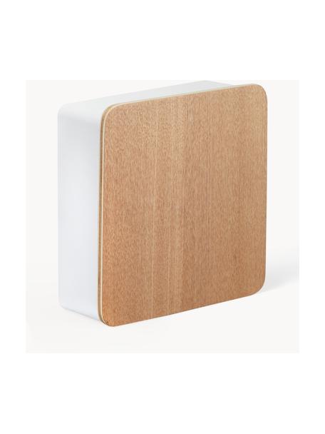 Magnetyczne pudełko na klucze Rin, Stelaż: stal malowana proszkowo, Biały, jasne drewno naturalne, S 16 x W 16 cm