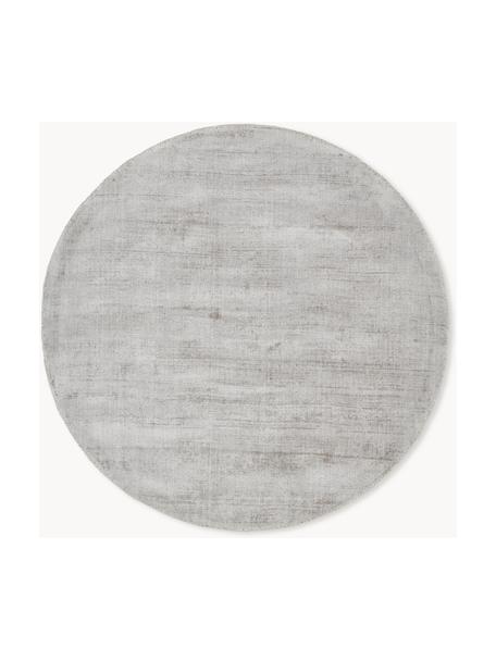 Ručně tkaný kulatý viskózový koberec Jane, Světle šedá, Ø 115 cm (velikost S)