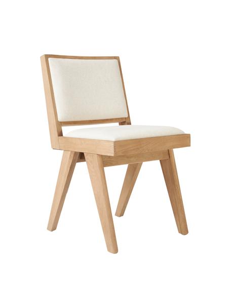 Krzesło tapicerowane z drewna Sissi, Stelaż: lite drewno dębowe, Tapicerka: 100% poliester, Jasne drewno naturalne z tapicerką, S 46 x G 56 cm