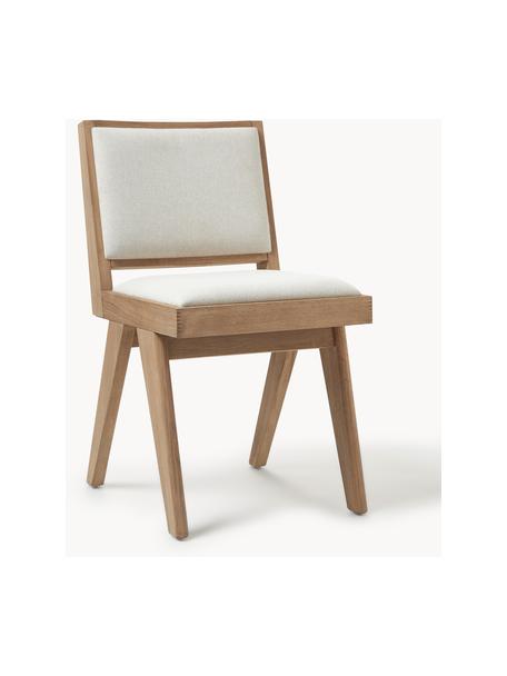 Chaise rembourrée en bois Sissi, Tissu blanc crème, bois de chêne clair, larg. 46 x prof. 56 cm