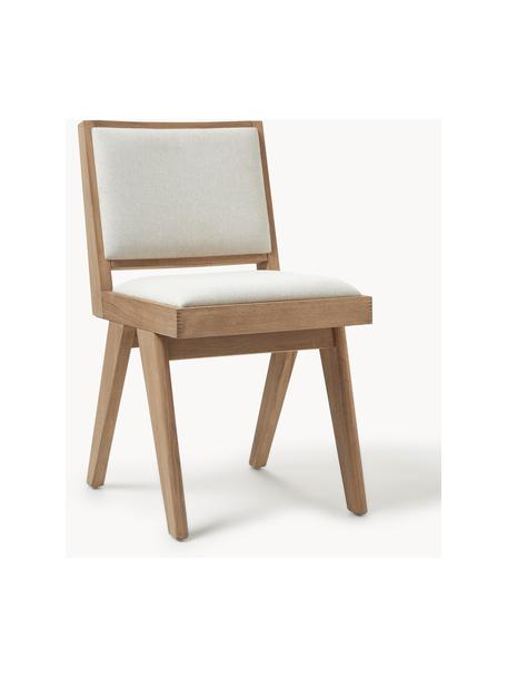 Silla de madera tapizada Sissi, Tapizado: 100% poliéster Alta resis, Estructura: madera de roble, Asiento: contrachapado de madera d, Tejido blanco crema, madera de roble clara, An 46 x F 56 cm