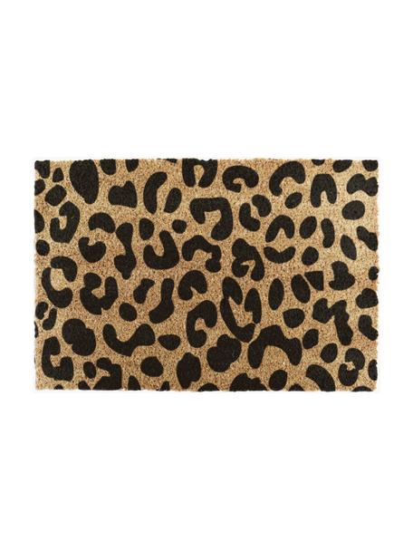 Fußmatte Leopard, Oberseite: Kokosfaser, Unterseite: Naturkautschuk, Beige, Schwarz, B 40 x L 60 cm