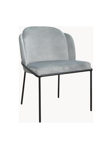 Stolička so zamatovým čalúnením Polly, Zamatová svetlosivá, nohy čierna, Š 57 x H 55 cm