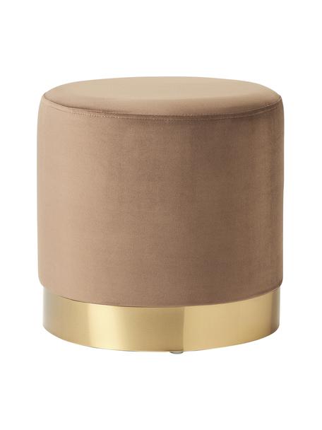 Puf de terciopelo Orchid, Tapizado: terciopelo (100% poliéste, Estructura: madera contrachapada, Terciopelo gris pardo, dorado, Ø 38 x Al 38 cm