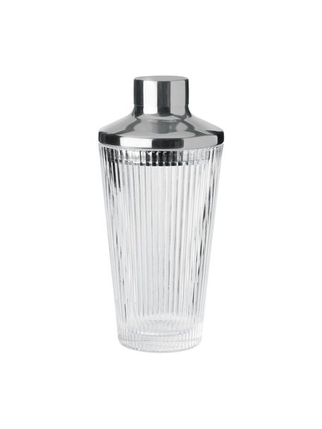 Cocktail shaker Pilastro, Shaker: vetro, Coperchio: acciaio, silicone, Argentato, trasparente, Ø 10 x Alt. 21 cm