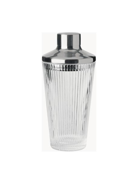 Cocktail-Shaker Pilastro, Shaker: Glas, Deckel: Stahl, Silikone, Silberfarben, Transparent, Ø 10 x H 21 cm