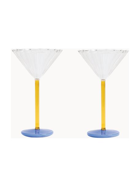 Cocktailglazen Bold, 2 stuks, Glas, Transparant, geel, blauw, Ø 17 x H 10 cm, 150 ml