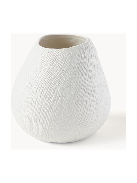 Ręcznie wykonany wazon z ceramiki Wendy, W 20 cm, Ceramika, Kremowobiały, Ø 19 x W 20 cm