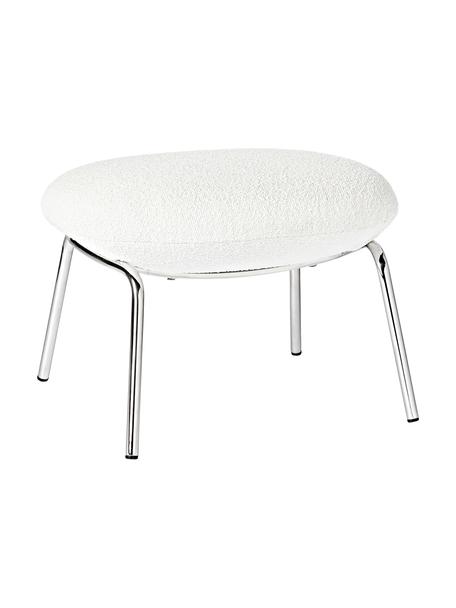 Bouclé-Hocker Luan mit Metall-Füßen, Bezug: Bouclé (100 % Polyester) , Beine: Edelstahl, Bouclé, Weiß, B 58 x H 41 cm