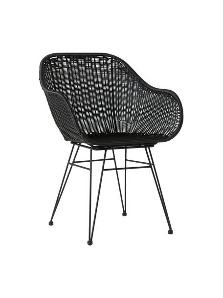 Chaises en polyrotin Costa, 2 pièces, Noir, larg. 57 x prof. 58 cm