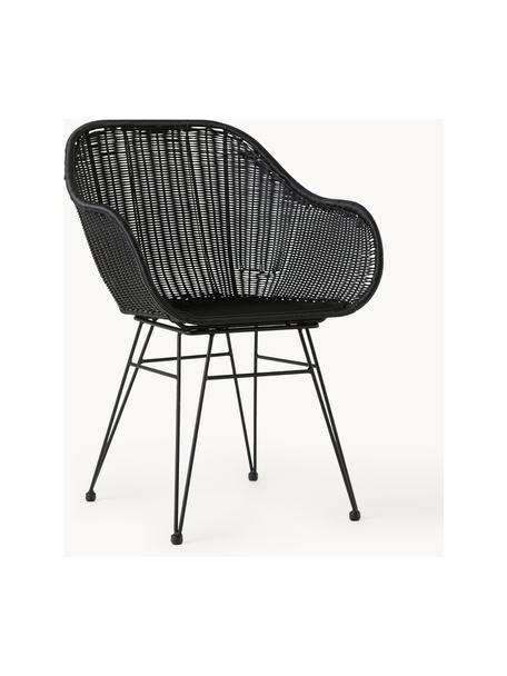 Butacas Costa, 2 uds., Asiento: polietileno, Estructura: metal, pintura en polvo, Negro, An 57 x F 58 cm