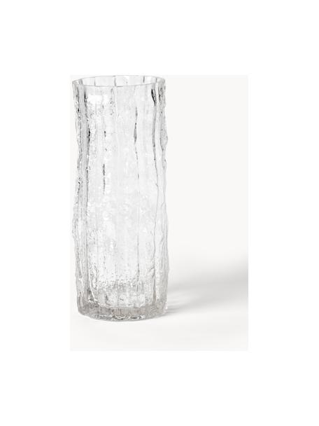 Jarrón de vidrio con relieves Elli, Vidrio, Transparente, Ø 13 x Al 30 cm